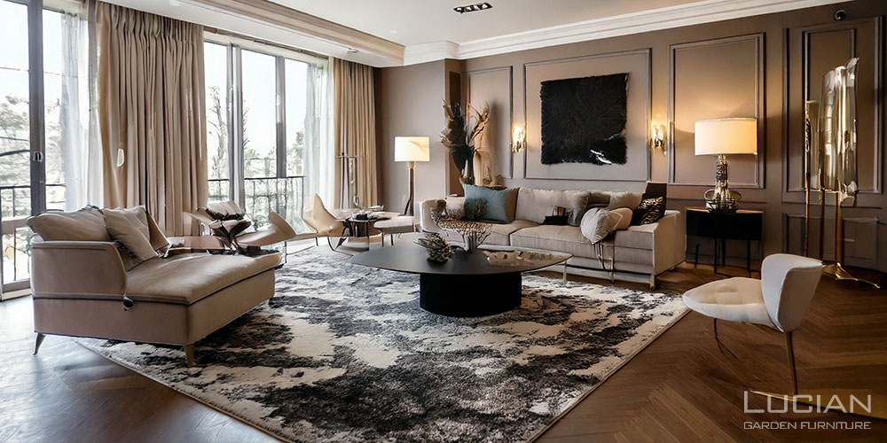 高級感のある部屋にもなじむカウハイドラグ